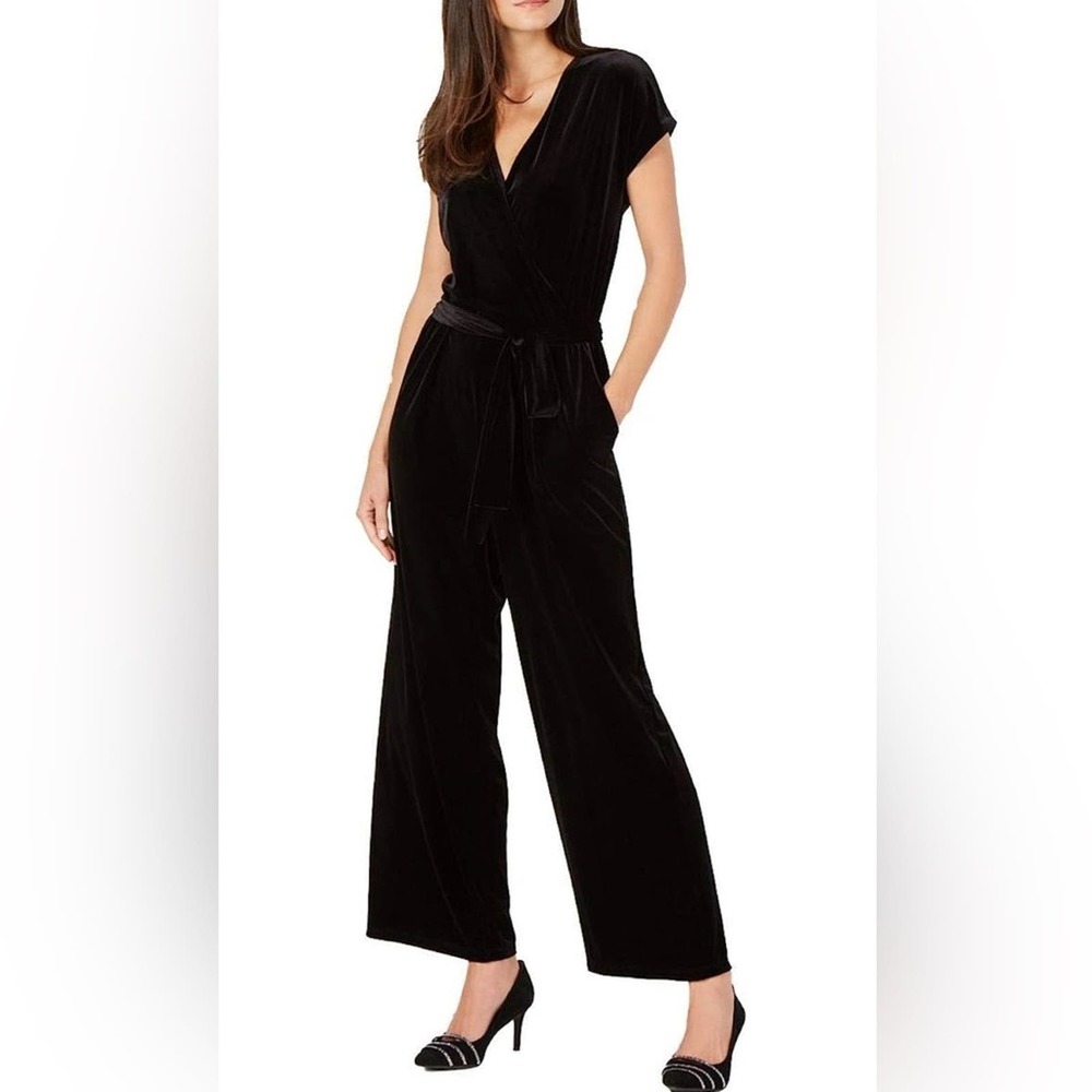 Alfani Black Velvet surprlise jumpsuit M